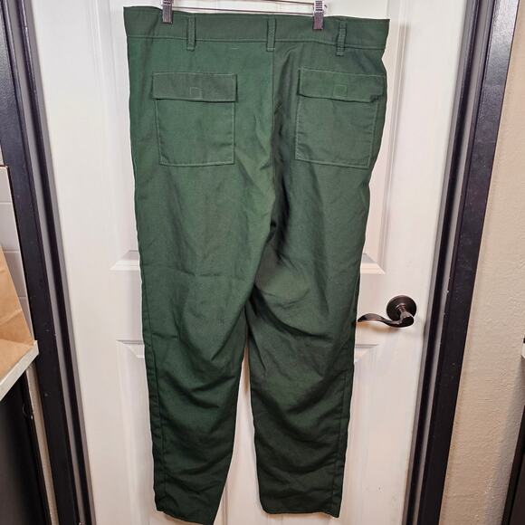 Vintage National Safety Apparel 34/38 Army Green Brush Utility Pants Pockets EUC - Picture 2 of 6